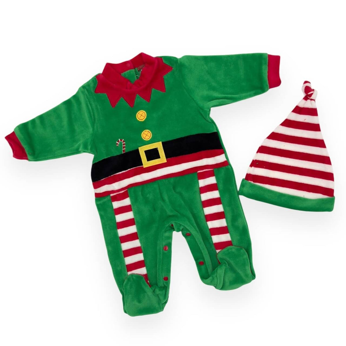 Weihnachtselfen-Baby-Chenille-Strampler