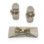 Babyschuhe + Stirnband-Set aus warmer Baumwolle