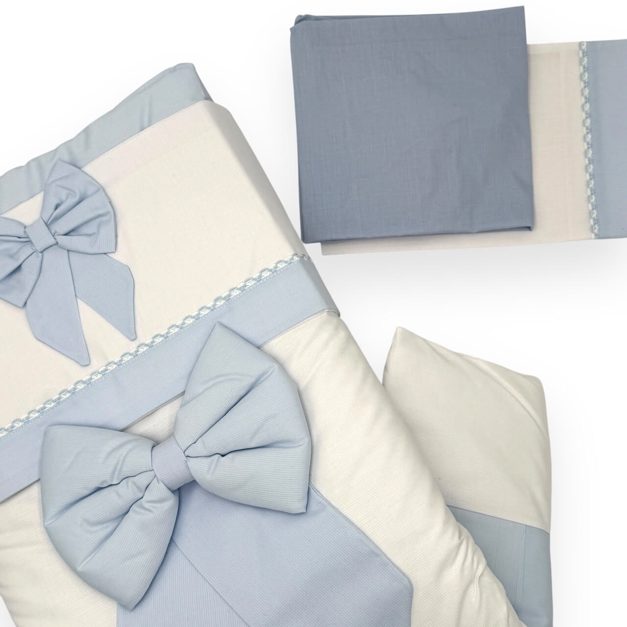 Komplettes Bettwäscheset + abnehmbare Bettdecke + Kinderwagen-Kissenbezug