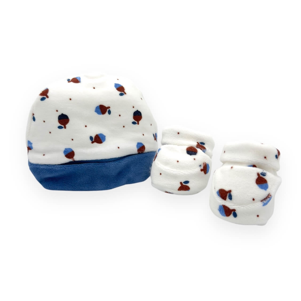 Pastellfarbenes Chenille-Set mit Mütze und Schuhen, 0/3 Monate