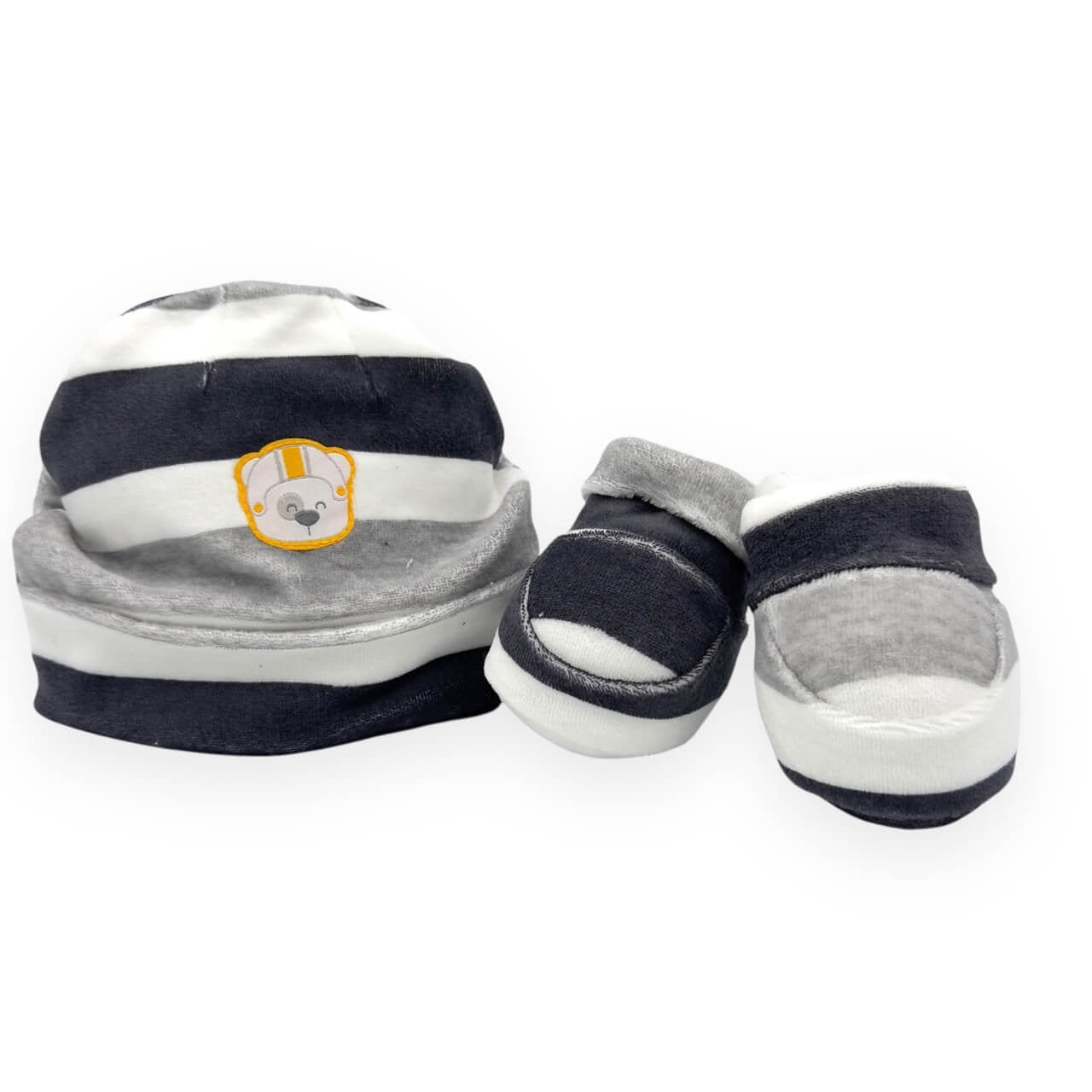 Pastellfarbenes Chenille-Set mit Mütze und Schuhen, 0/3 Monate