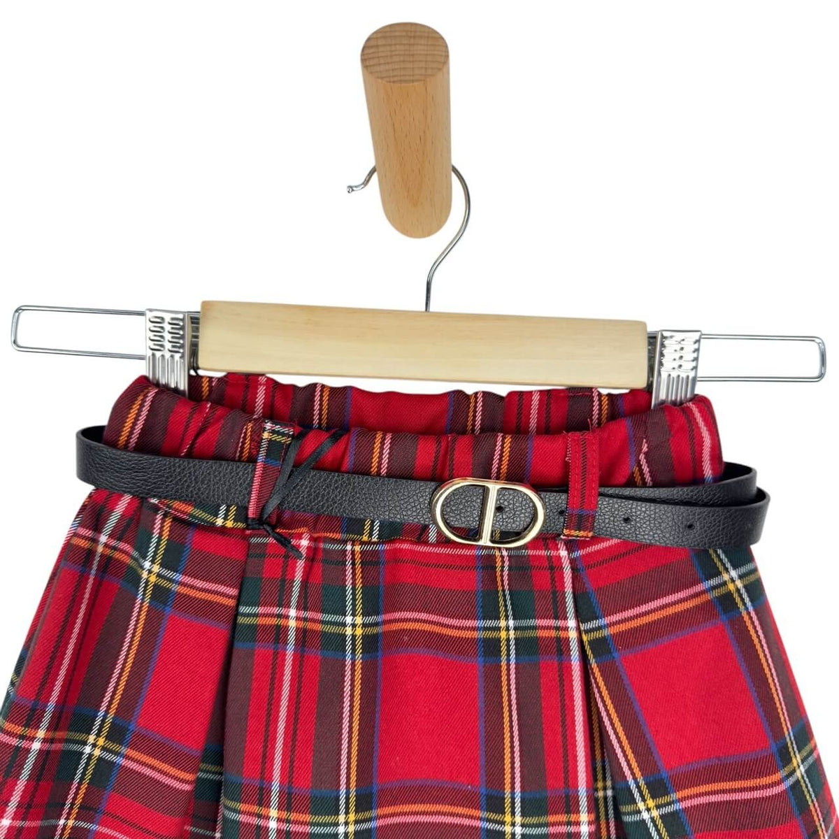 Karierter Flanellrock mit Gürtel