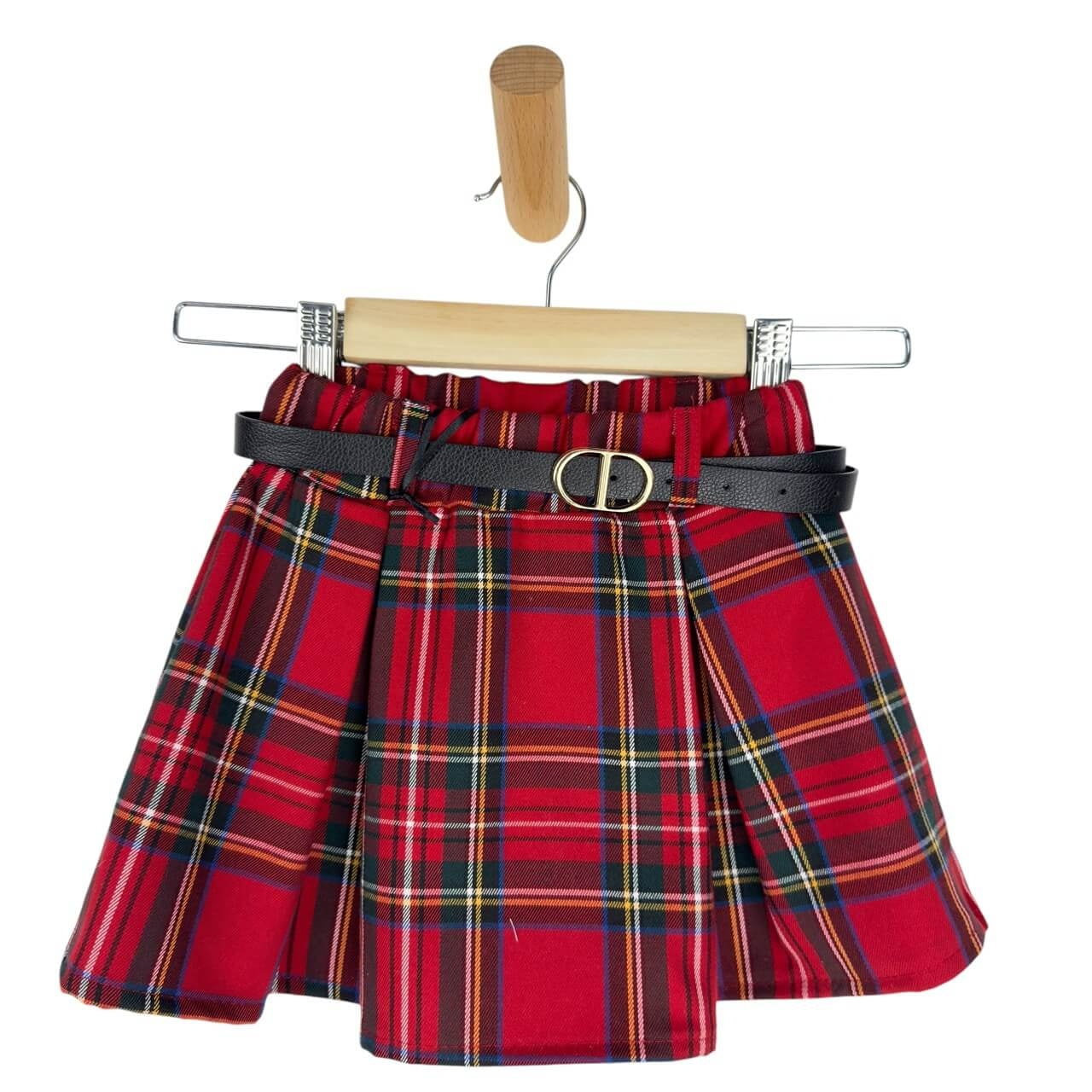 Karierter Flanellrock mit Gürtel
