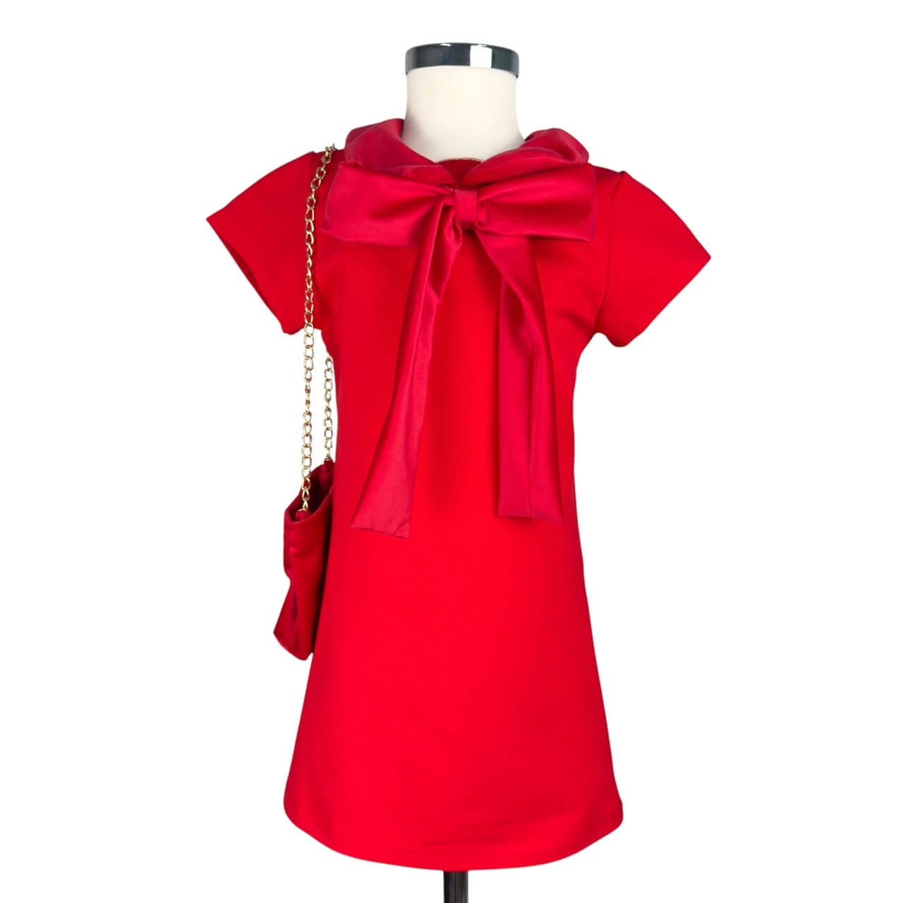 Baby Mädchen Kleid mit Handtasche und Samteinsätzen