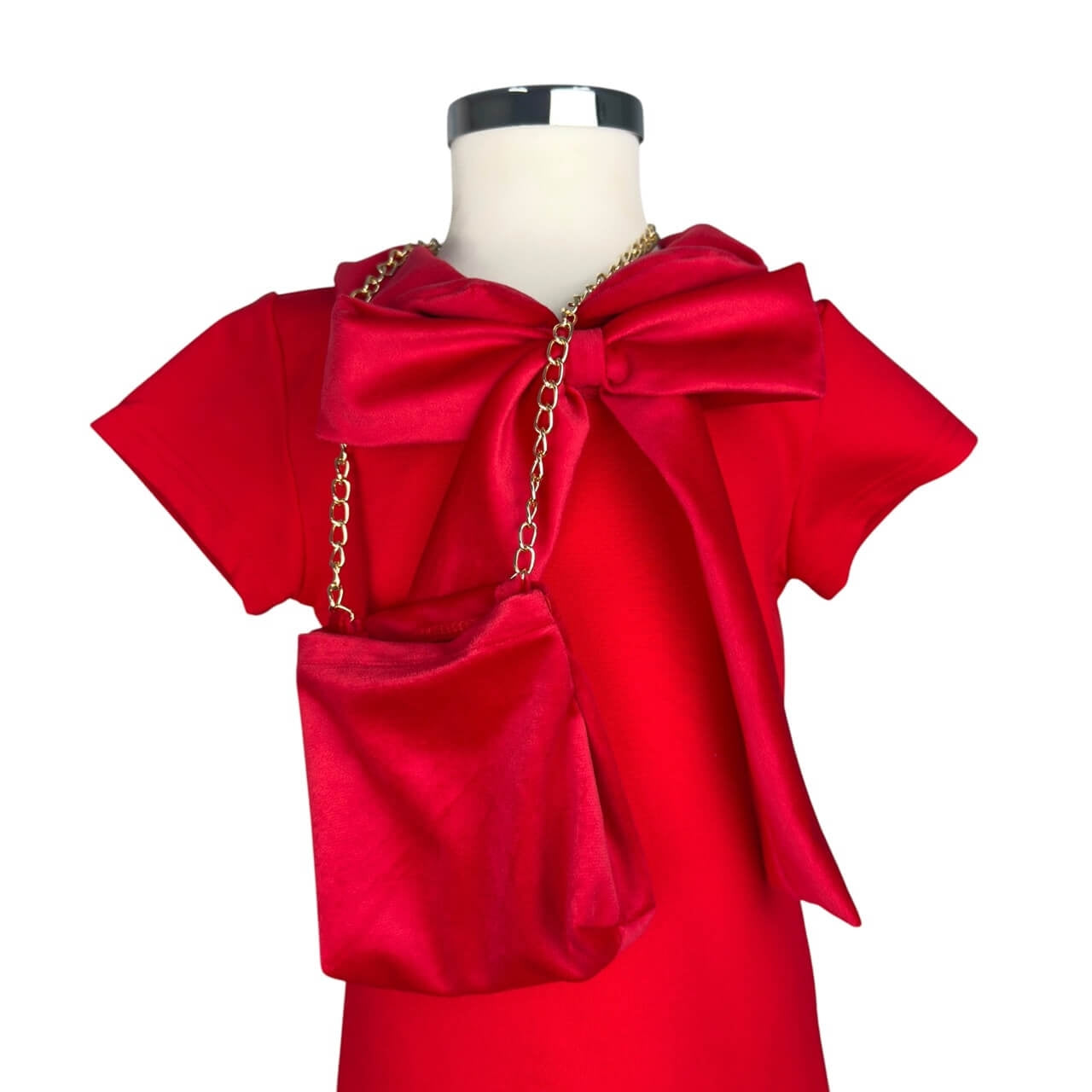 Baby Mädchen Kleid mit Handtasche und Samteinsätzen