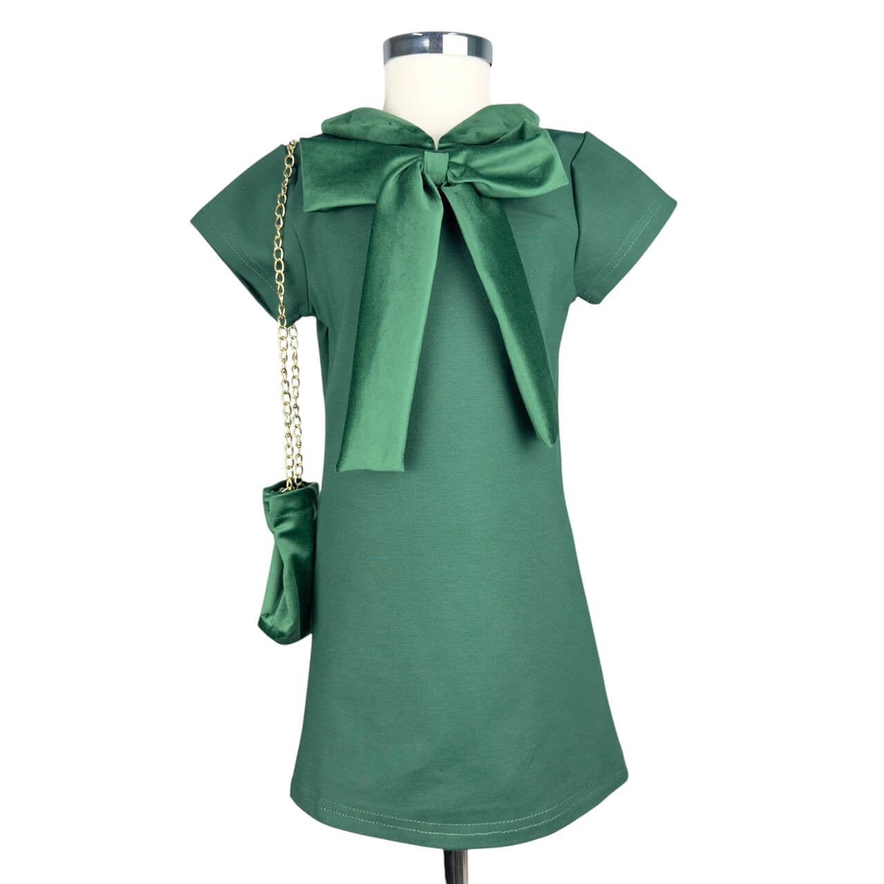 Baby Mädchen Kleid mit Handtasche und Samteinsätzen