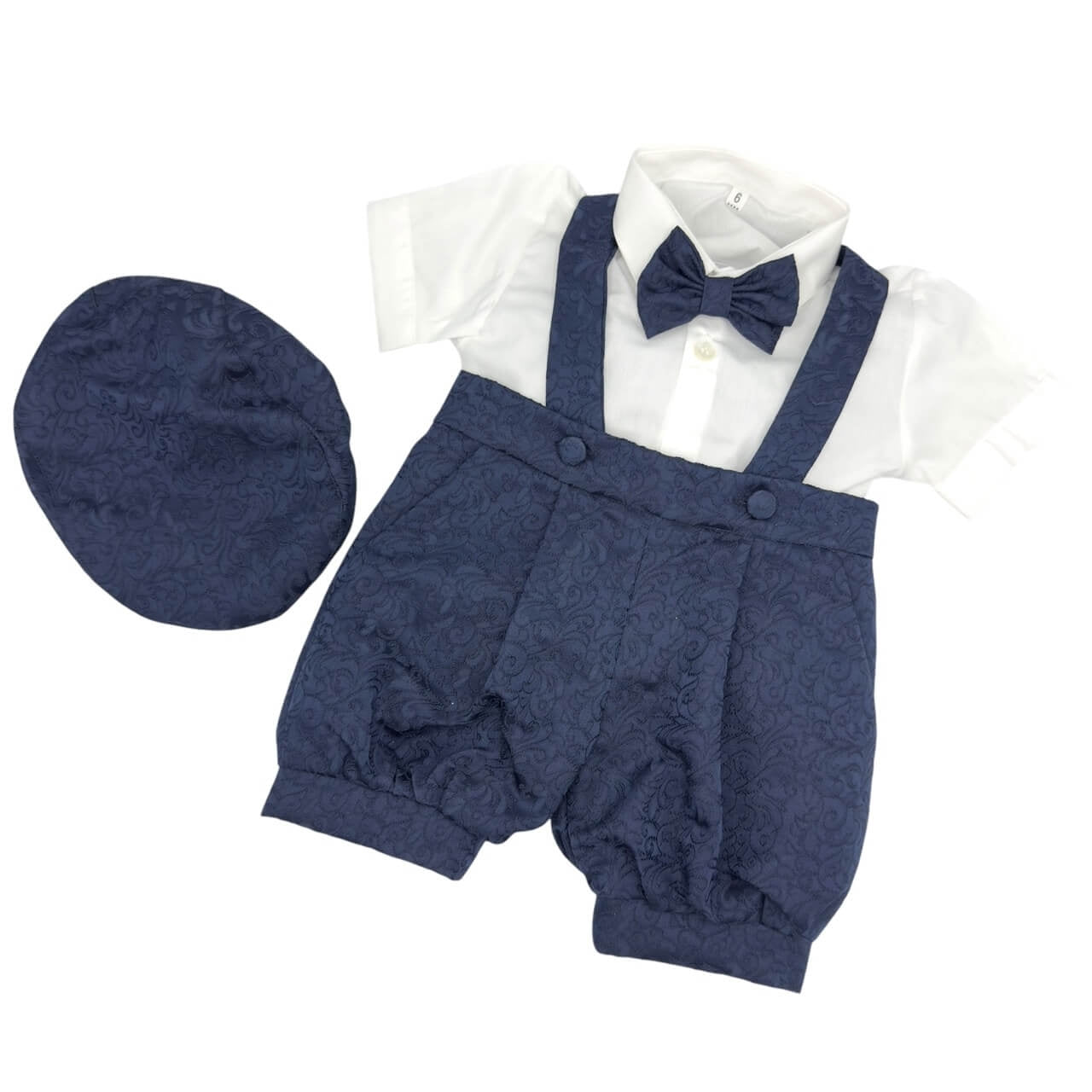 Besticktes Latzkleid aus Satin für Neugeborene