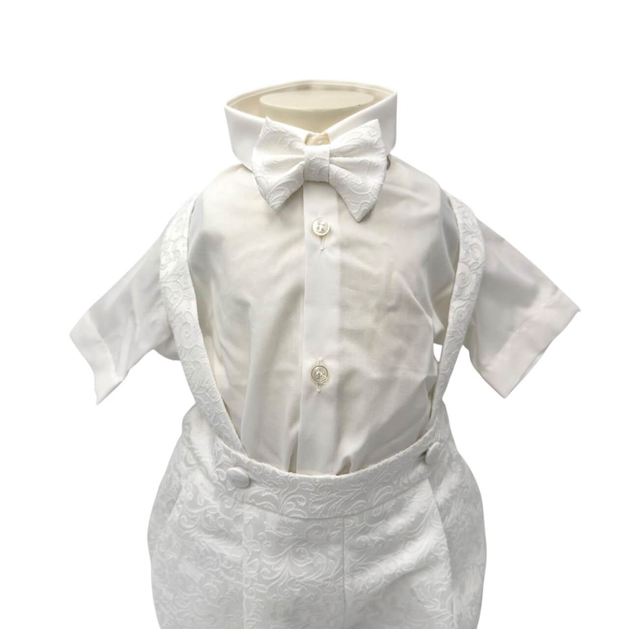 Besticktes Latzkleid aus Satin für Neugeborene