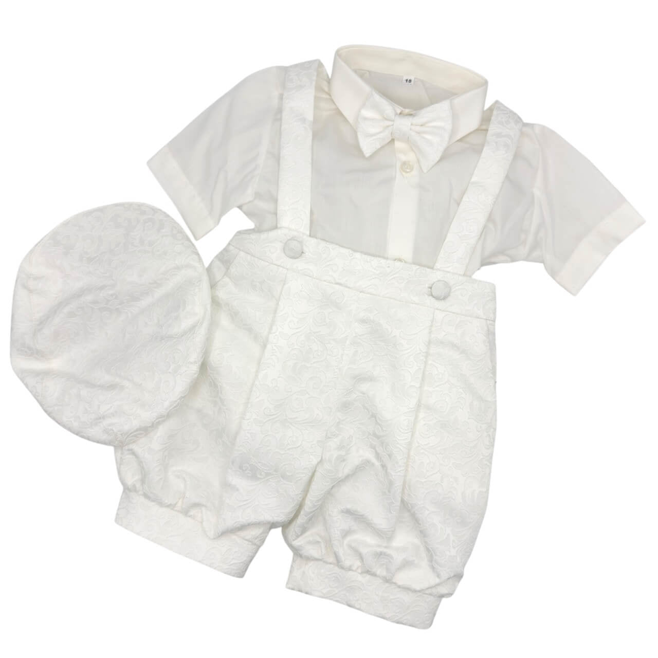 Besticktes Latzkleid aus Satin für Neugeborene
