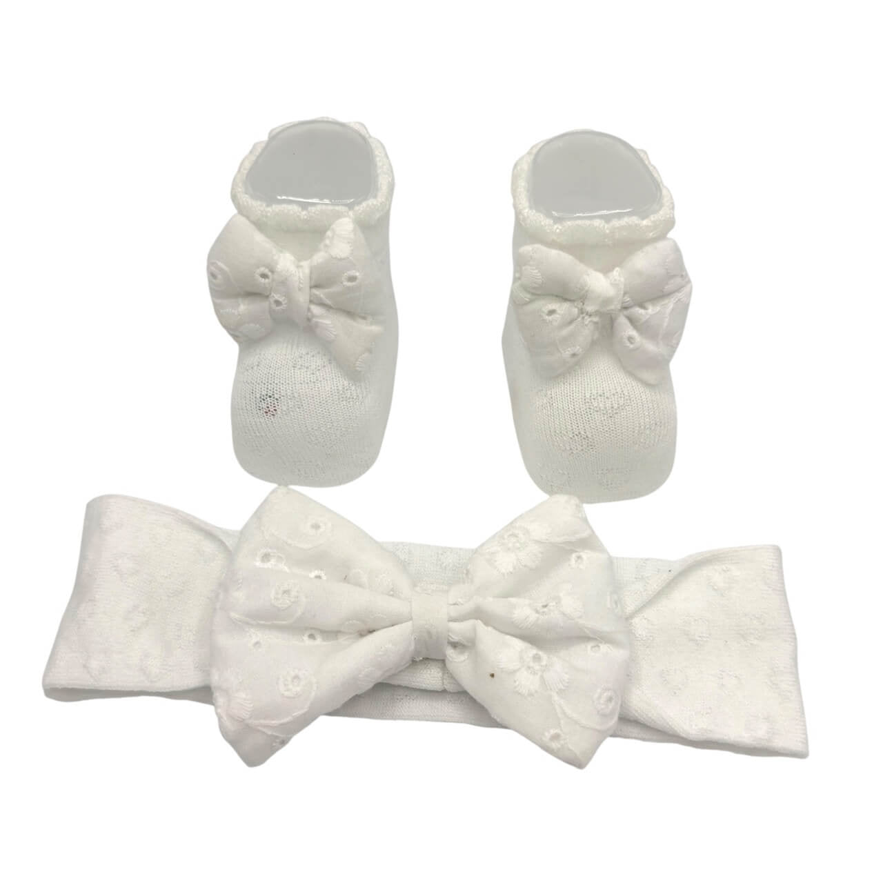 Babyschuhe + Stirnband-Set aus Baumwolle