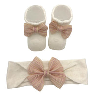 Babyschuhe + Stirnband-Set aus Baumwolle
