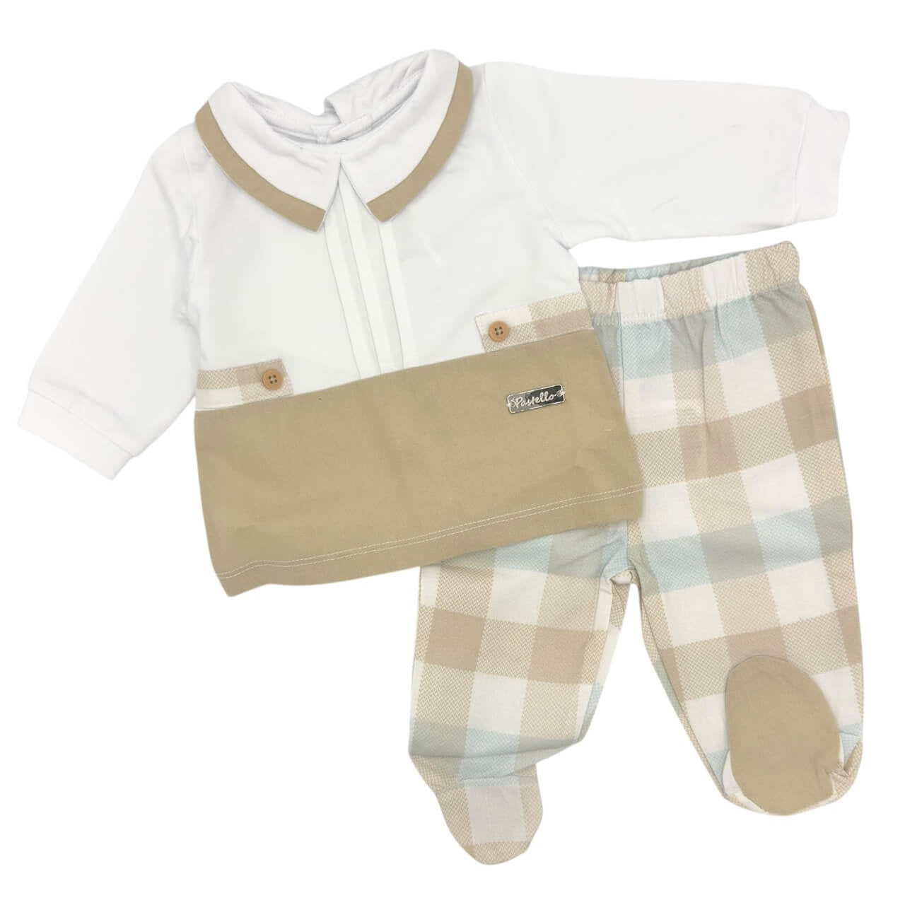 Pastellfarbener Baby-Strampler/Outfit aus Baumwolle