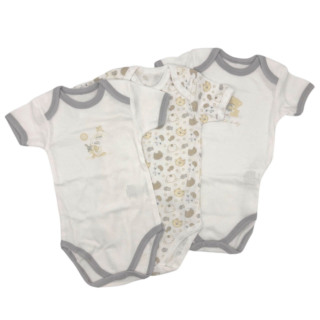 3 Bodys aus 100 % pastellfarbener Baumwolle