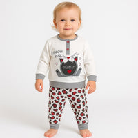 Warmer Pyjama aus Baumwolle in Pastelltönen