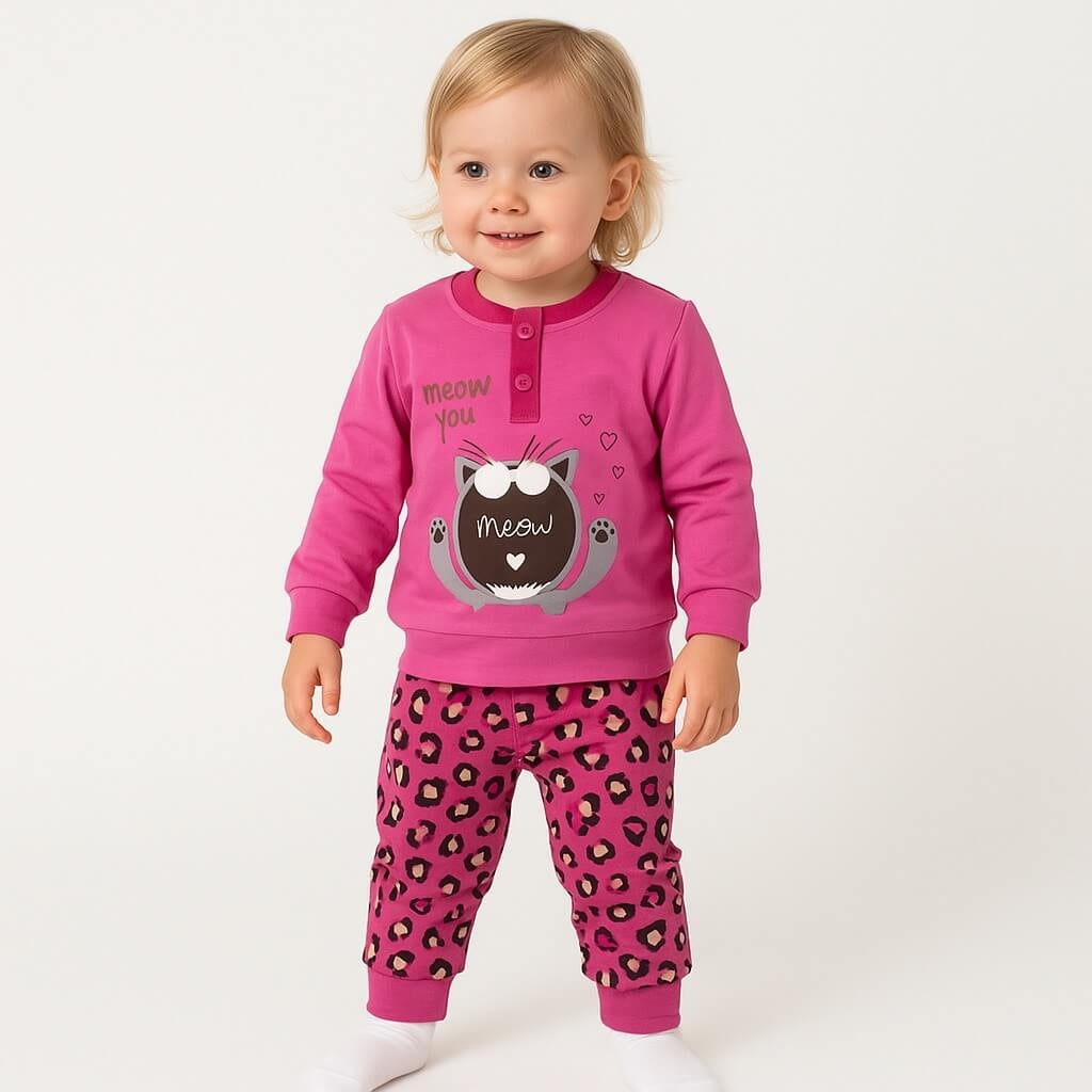 Warmer Pyjama aus Baumwolle in Pastelltönen