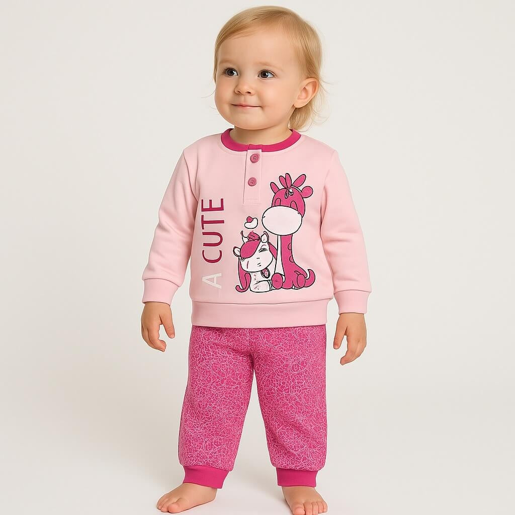 Warmer Pyjama aus Baumwolle in Pastelltönen