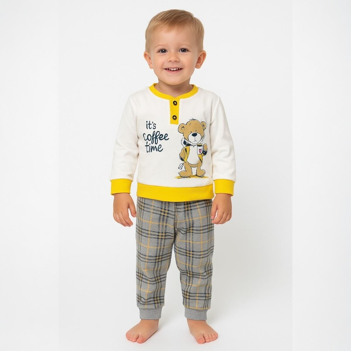 Warmer Pyjama aus Baumwolle in Pastelltönen