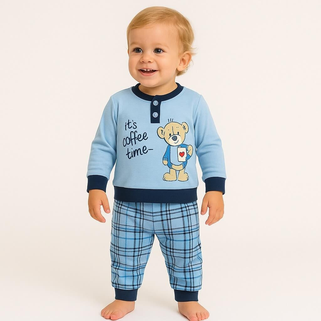 Warmer Pyjama aus Baumwolle in Pastelltönen