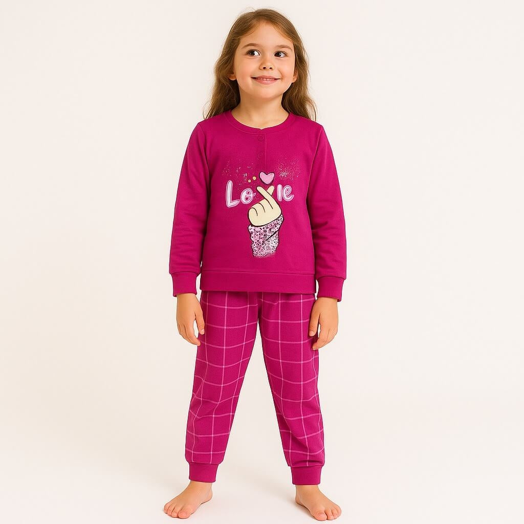 Warmer Pyjama aus Baumwolle in Pastelltönen