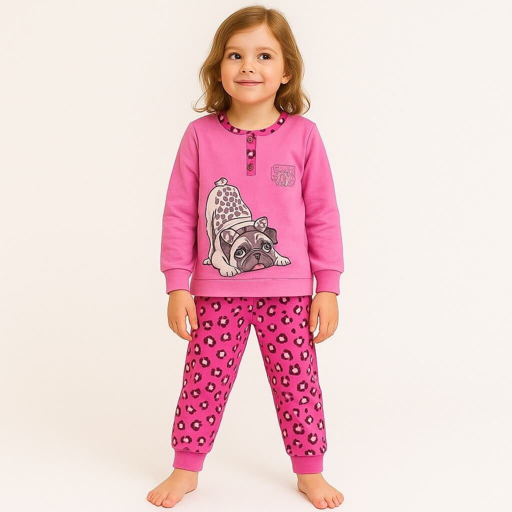 Warmer Pyjama aus Baumwolle in Pastelltönen