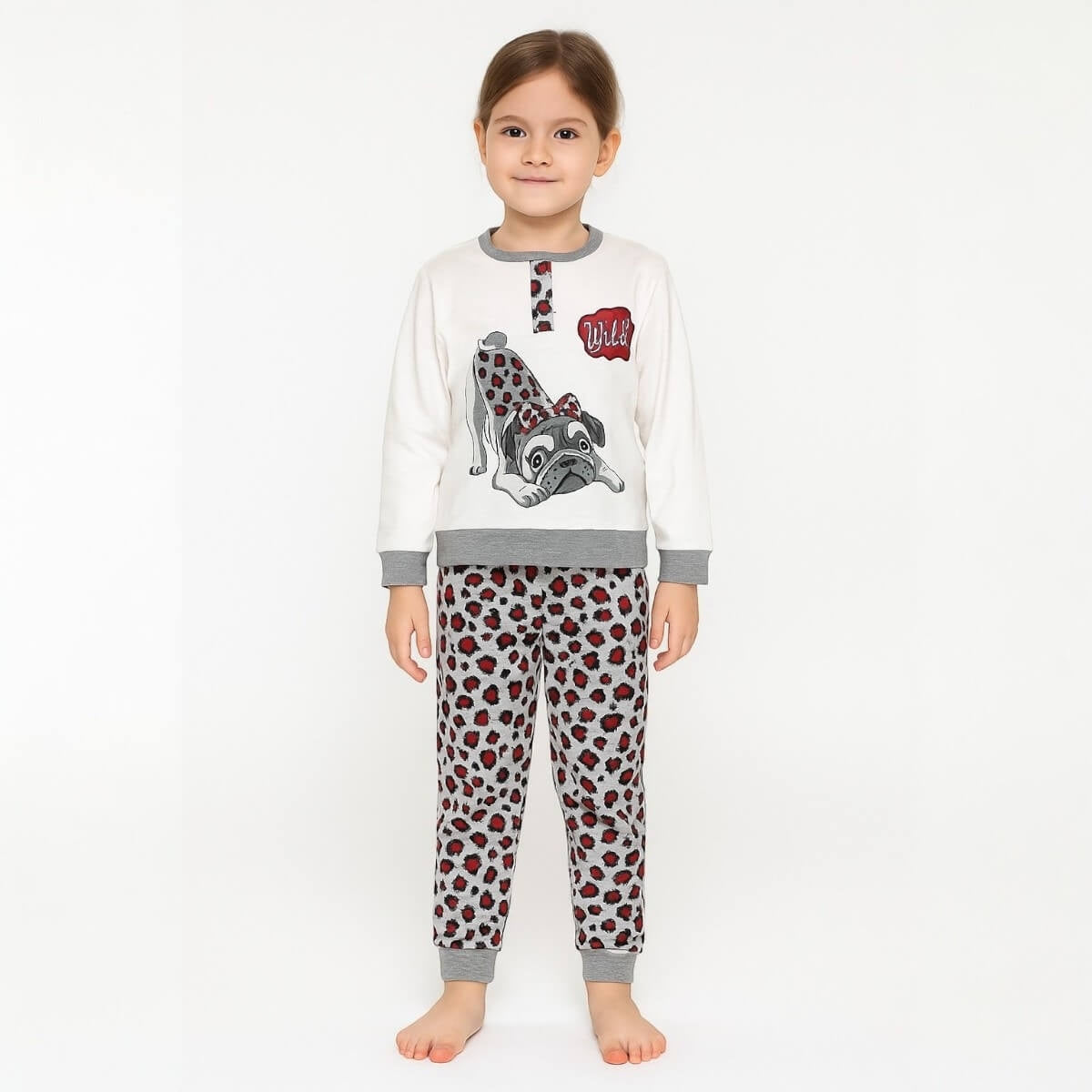Warmer Pyjama aus Baumwolle in Pastelltönen
