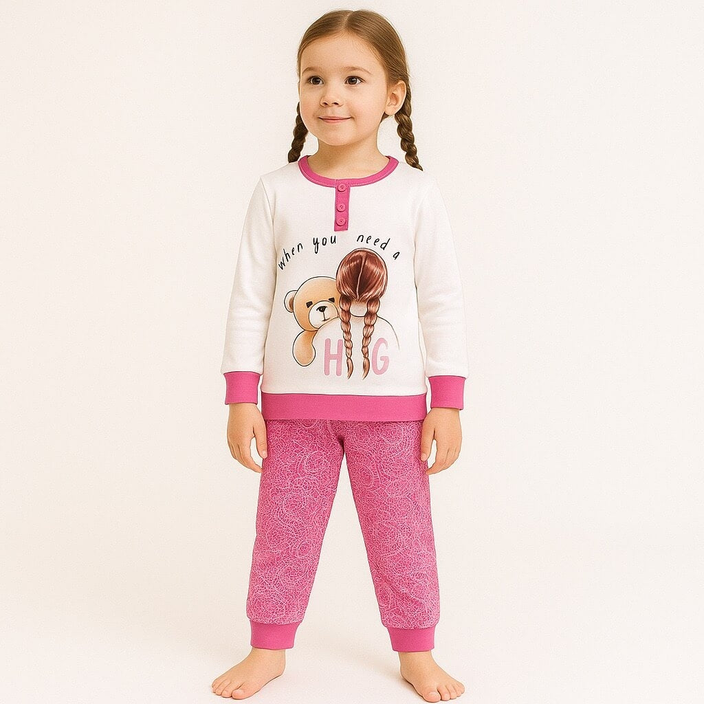 Warmer Pyjama aus Baumwolle in Pastelltönen