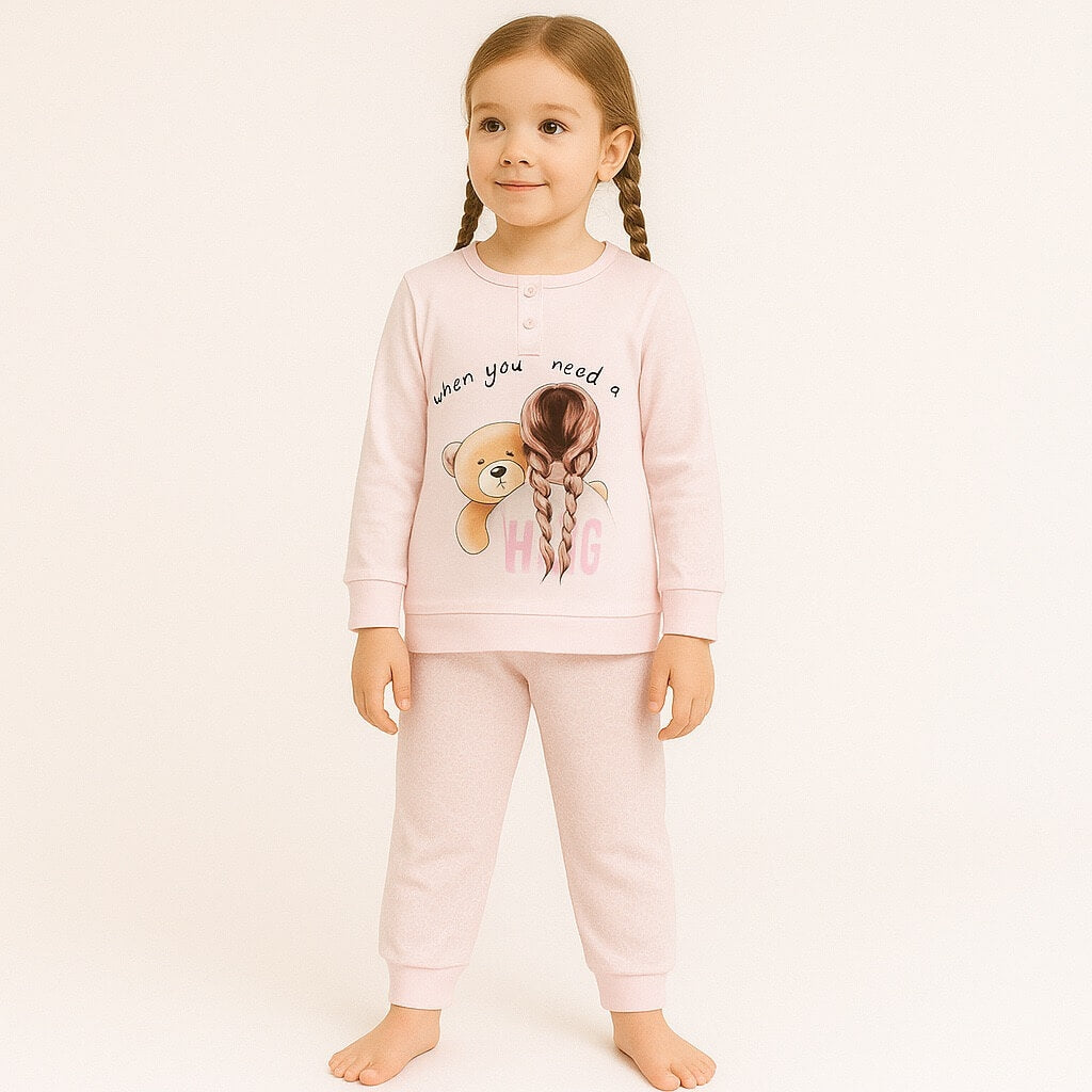 Warmer Pyjama aus Baumwolle in Pastelltönen