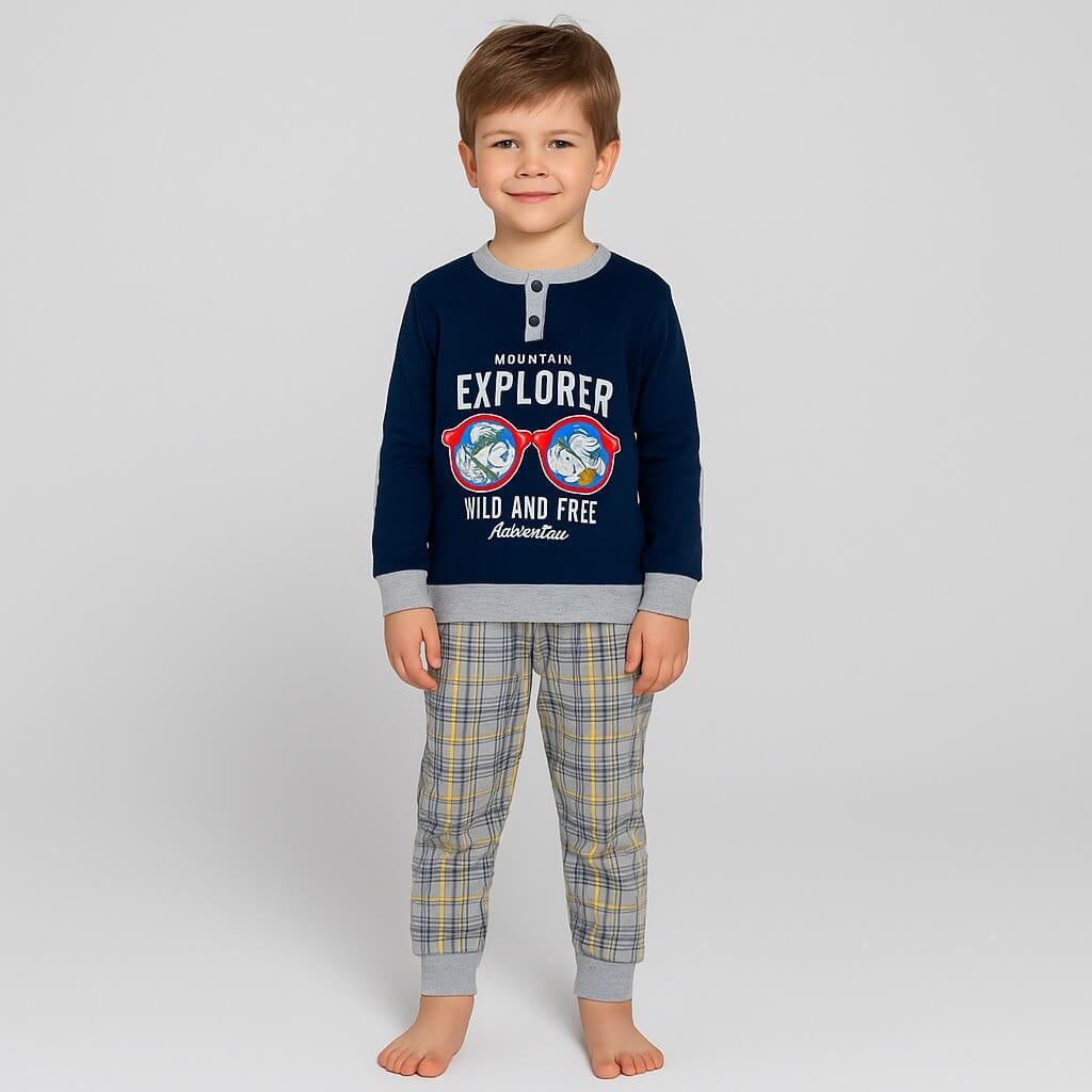 Warmer Pyjama aus Baumwolle in Pastelltönen