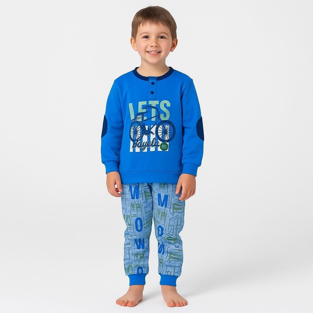 Warmer Pyjama aus Baumwolle in Pastelltönen