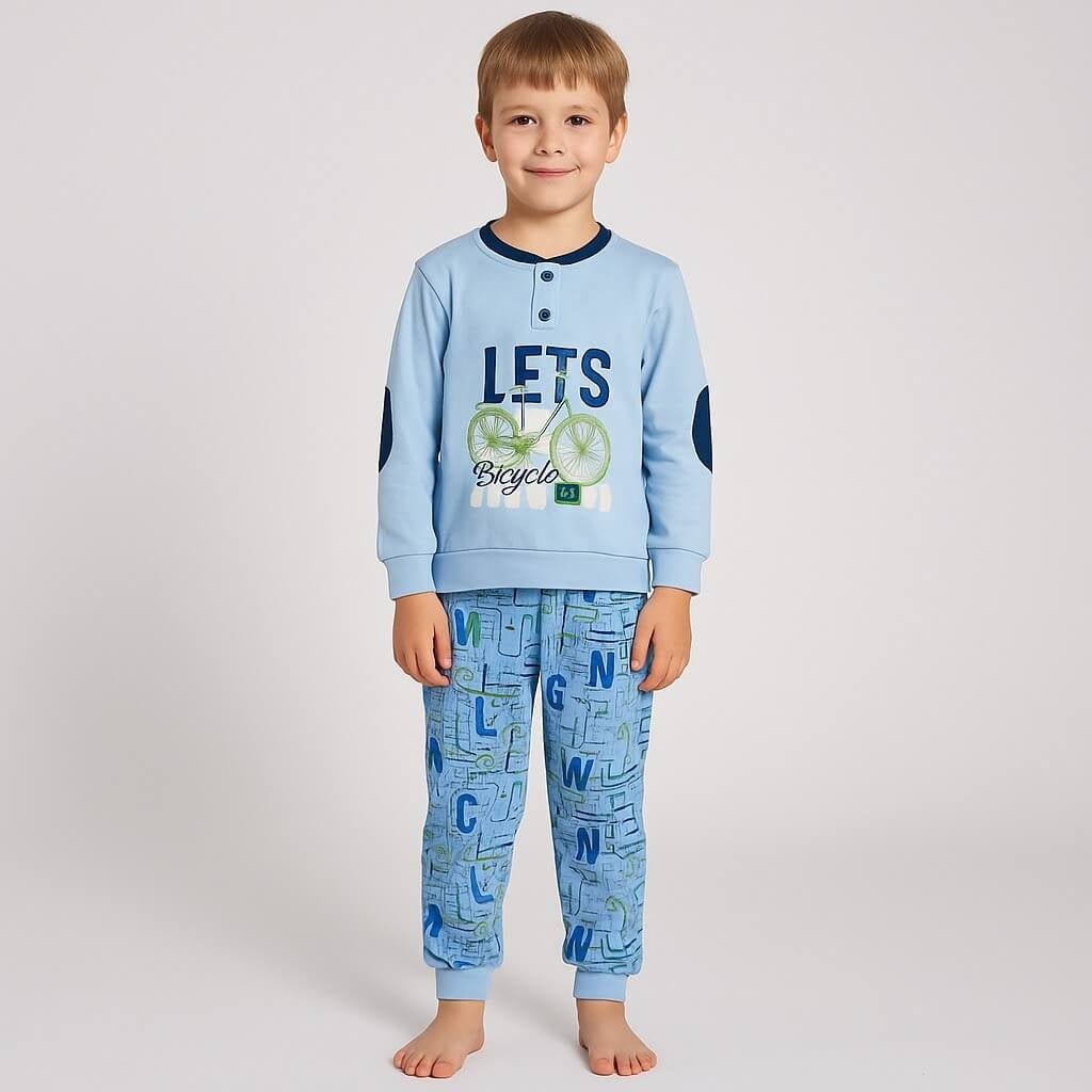 Warmer Pyjama aus Baumwolle in Pastelltönen
