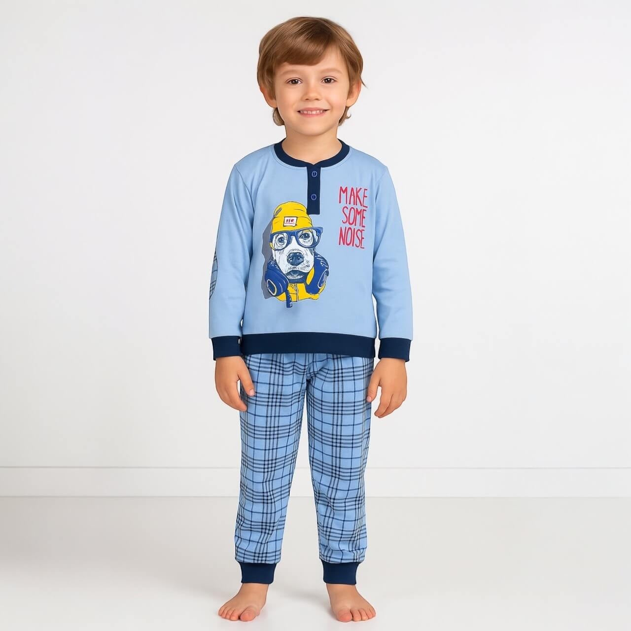 Warmer Pyjama aus Baumwolle in Pastelltönen