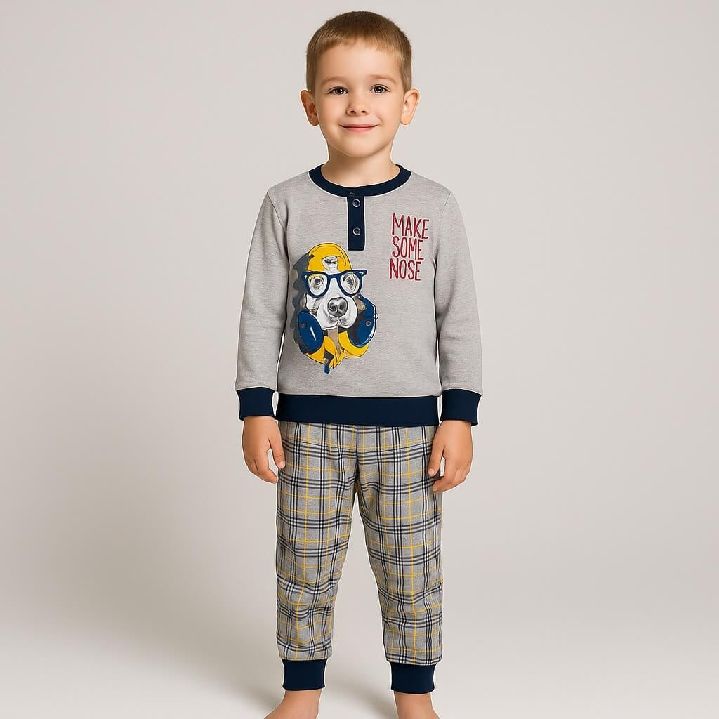 Warmer Pyjama aus Baumwolle in Pastelltönen