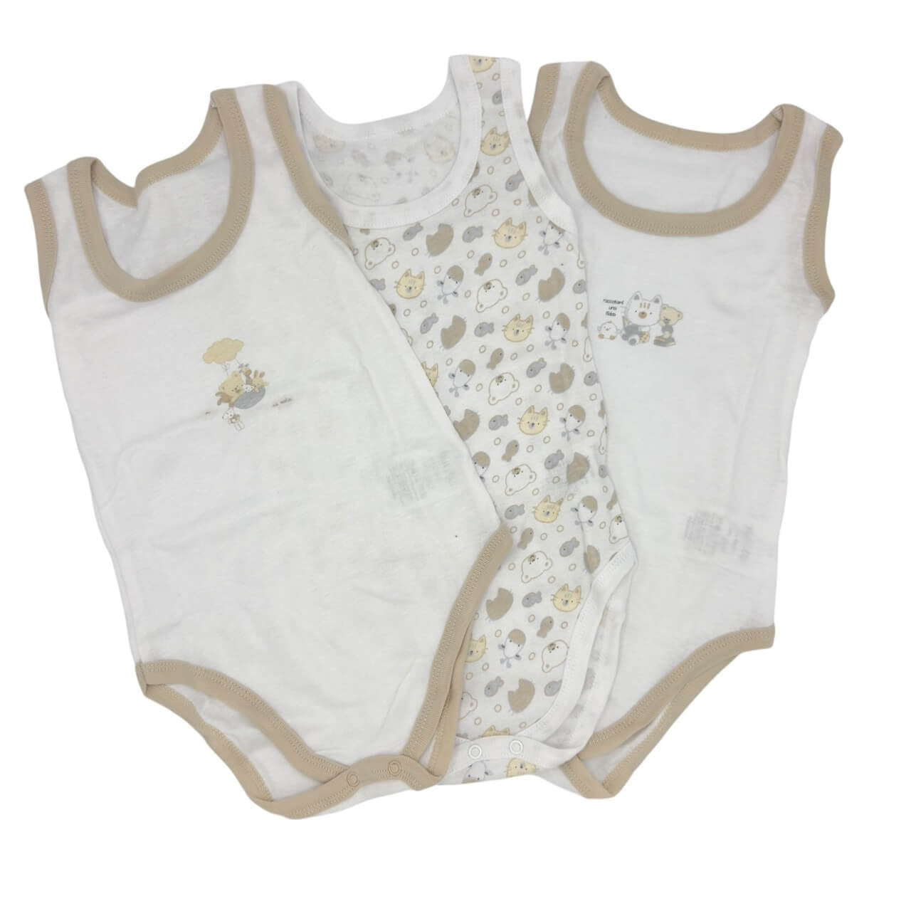 3-teiliges Tanktop aus 100 % pastellfarbener Baumwolle
