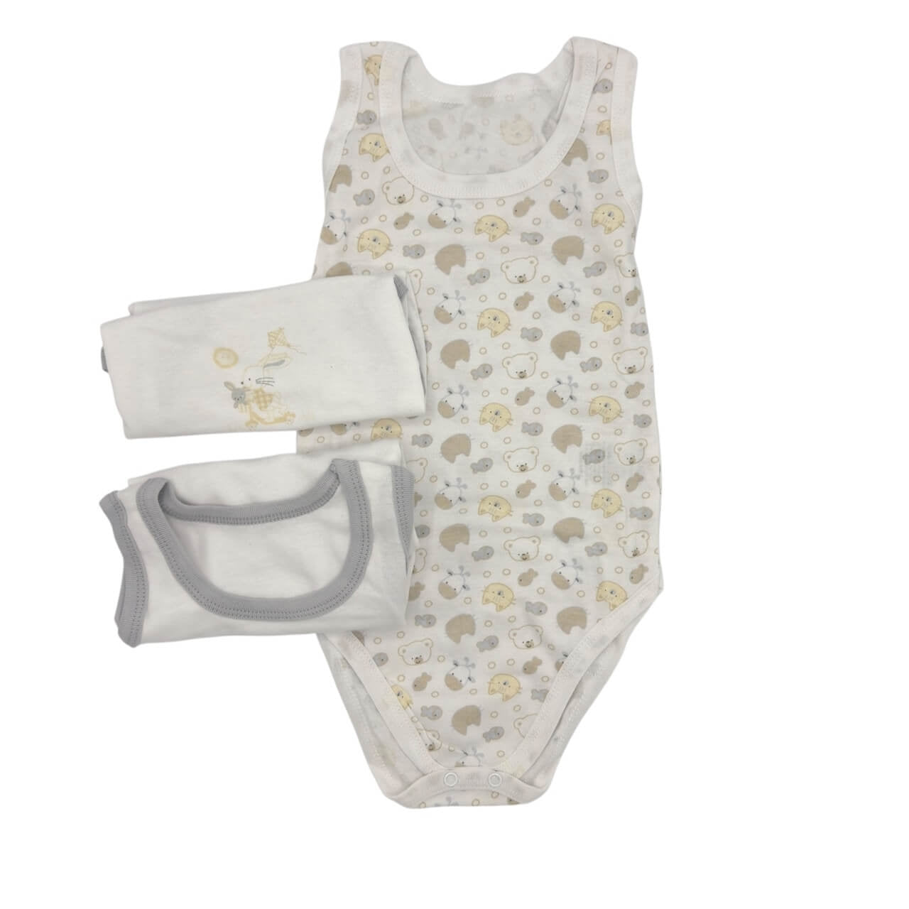 3-teiliges Tanktop aus 100 % pastellfarbener Baumwolle