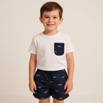 Kompletter Vater-Sohn-Badeanzug + T-Shirt