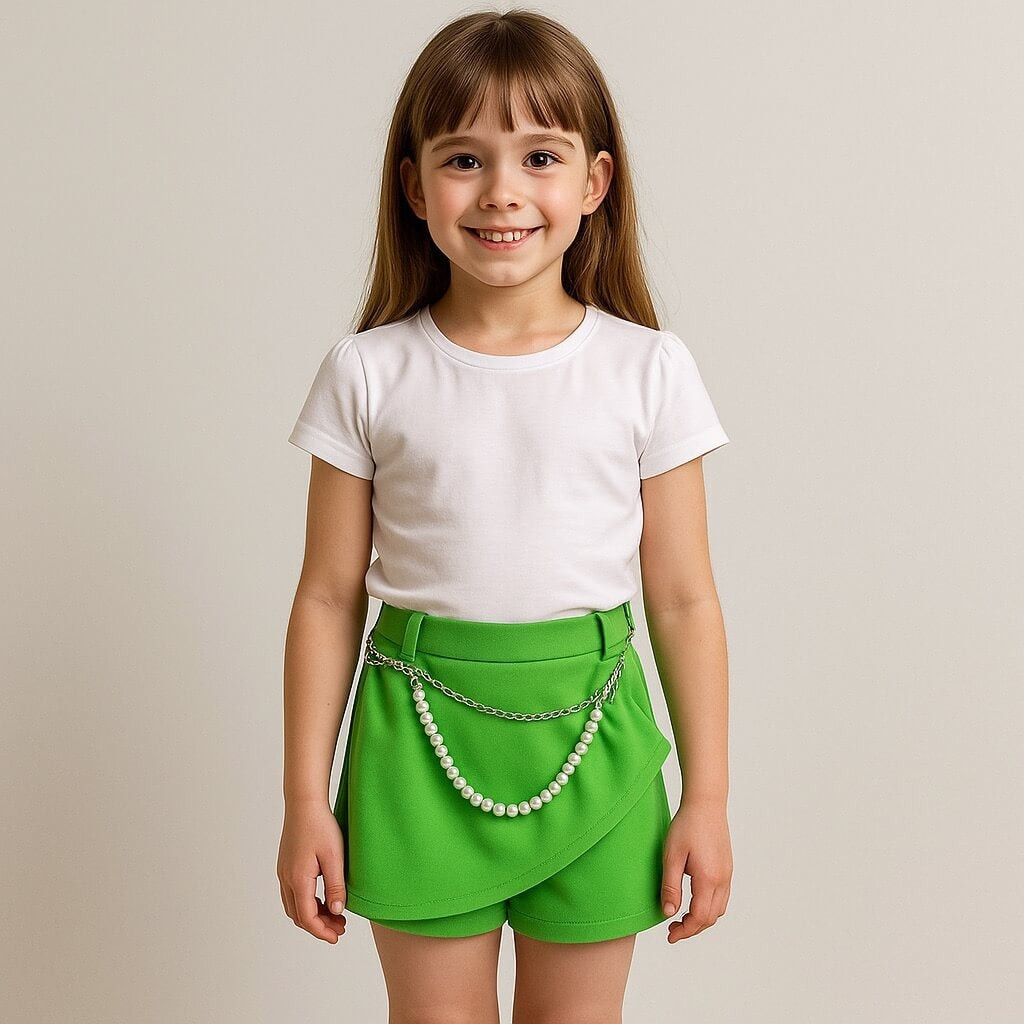 Shorts mit Rockeffekt und Perlen