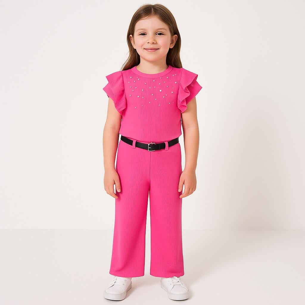 Geripptes Baby-Mädchen-Set