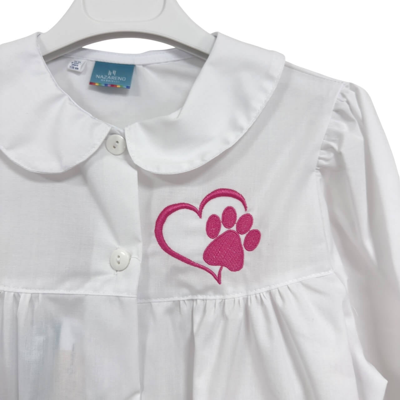 Weiße Grundschulschürze für Mädchen