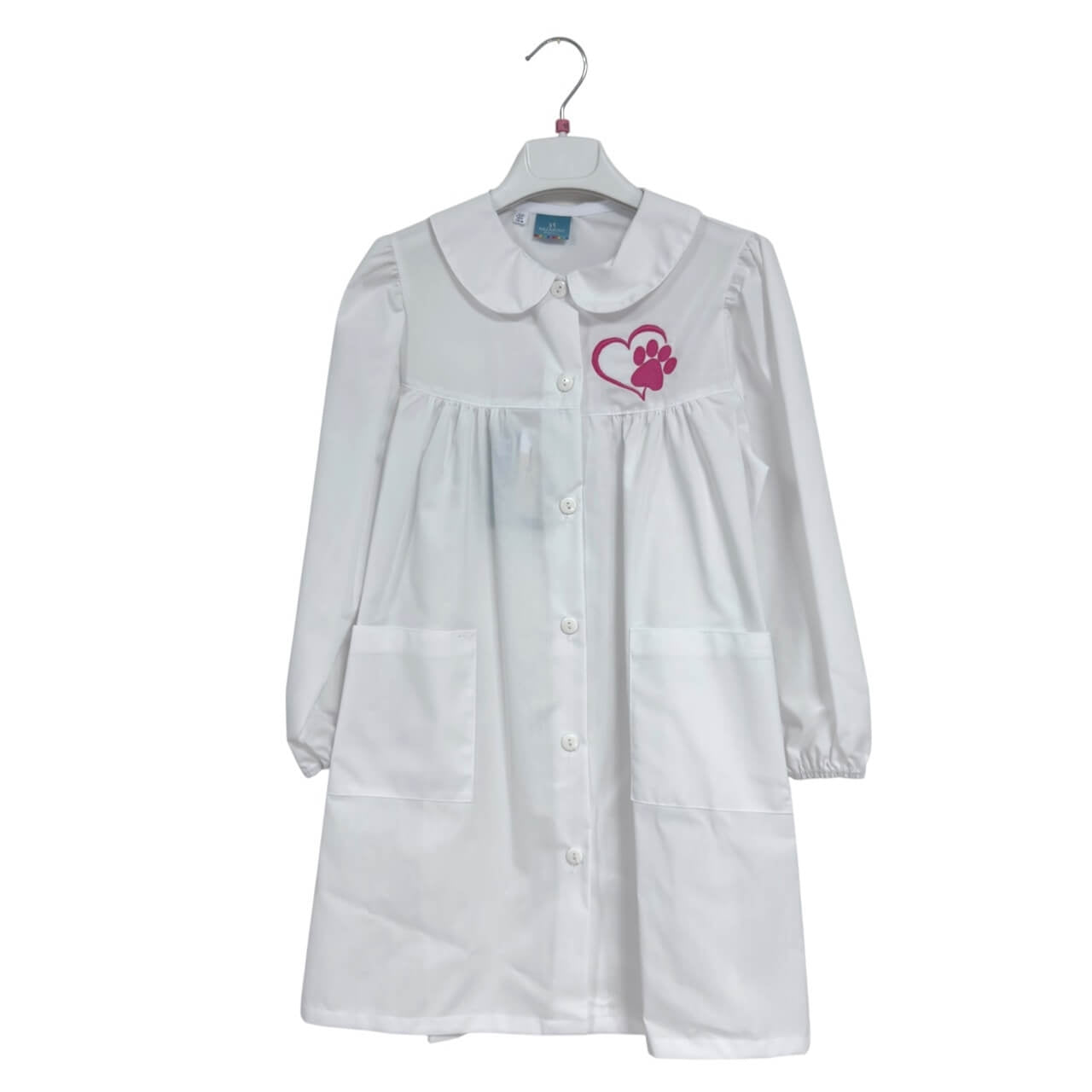 Weiße Grundschulschürze für Mädchen