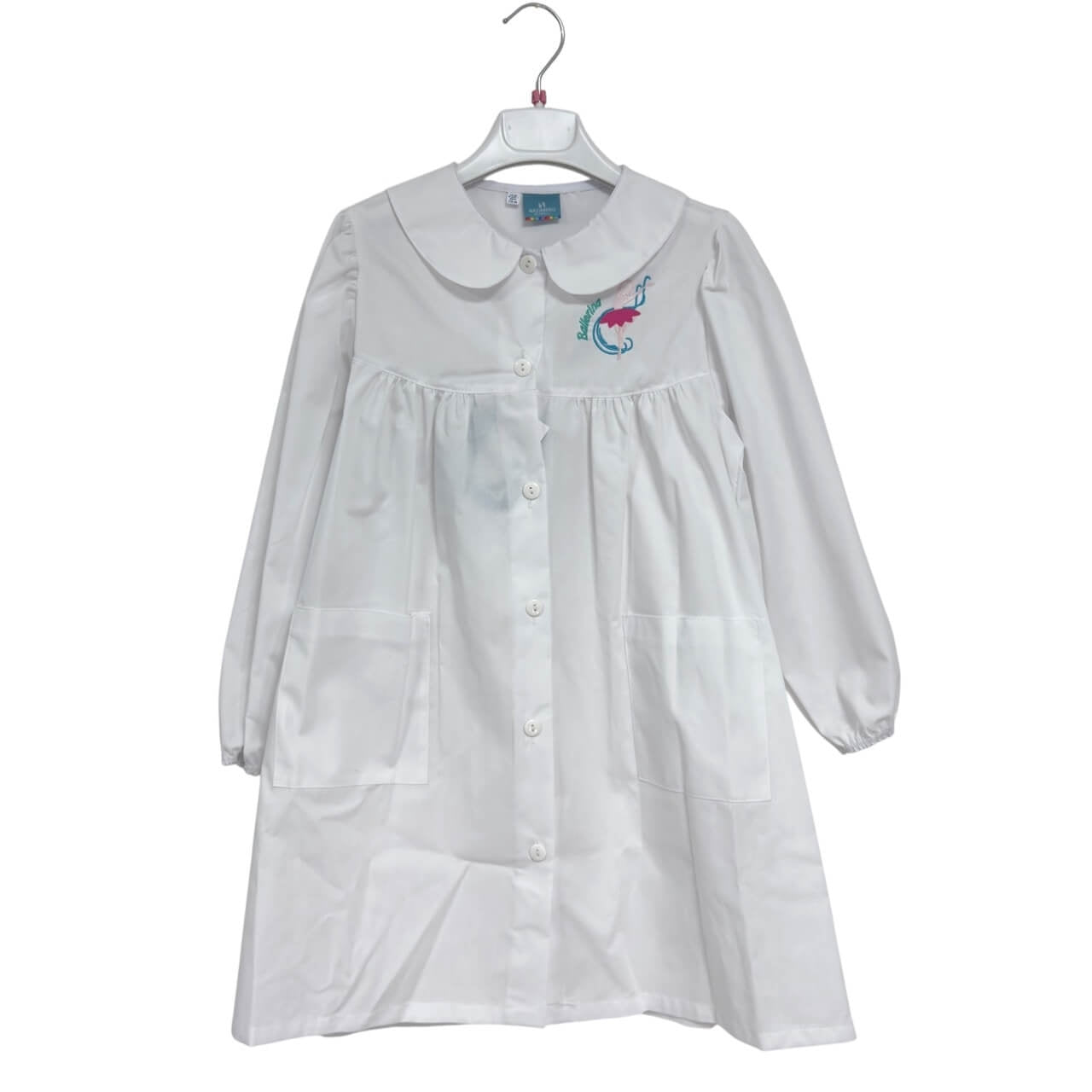 Weiße Grundschulschürze für Mädchen