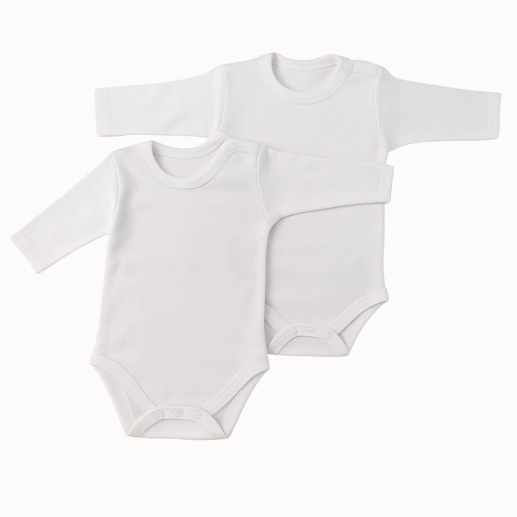 2 Langarm-Body aus warmer Baumwolle in Pastelltönen