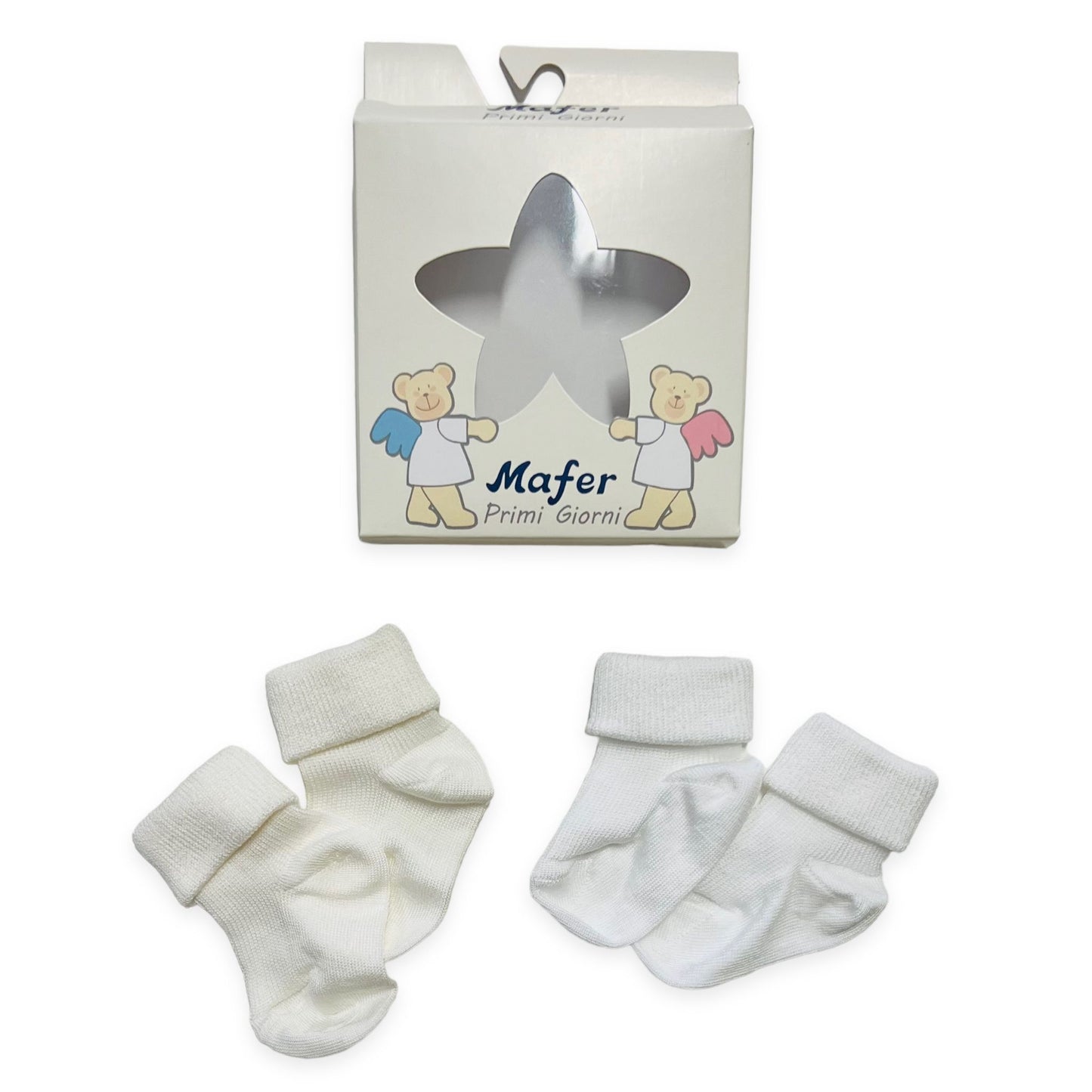 2 warme Baumwollsocken 0/3 Monate