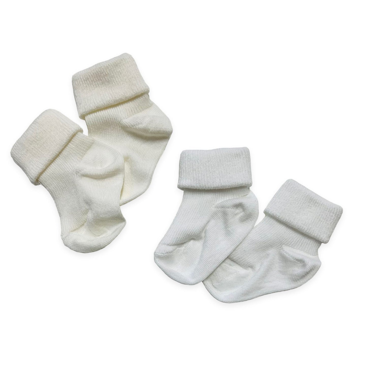 2 warme Baumwollsocken 0/3 Monate