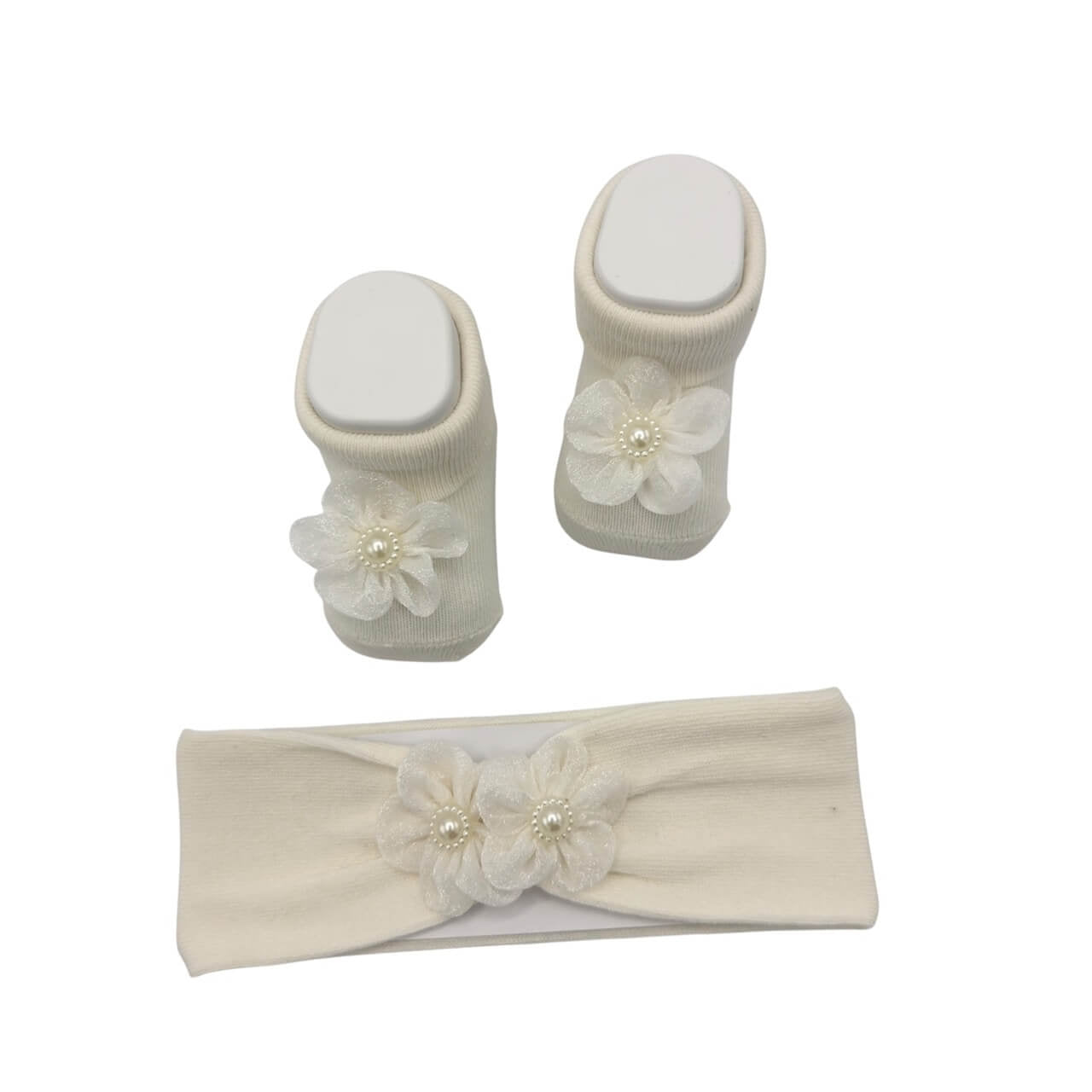 Warmes Baumwoll-Stirnband + Schuhe-Set