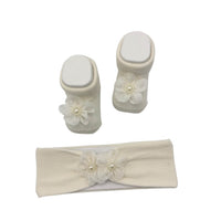Warmes Baumwoll-Stirnband + Schuhe-Set