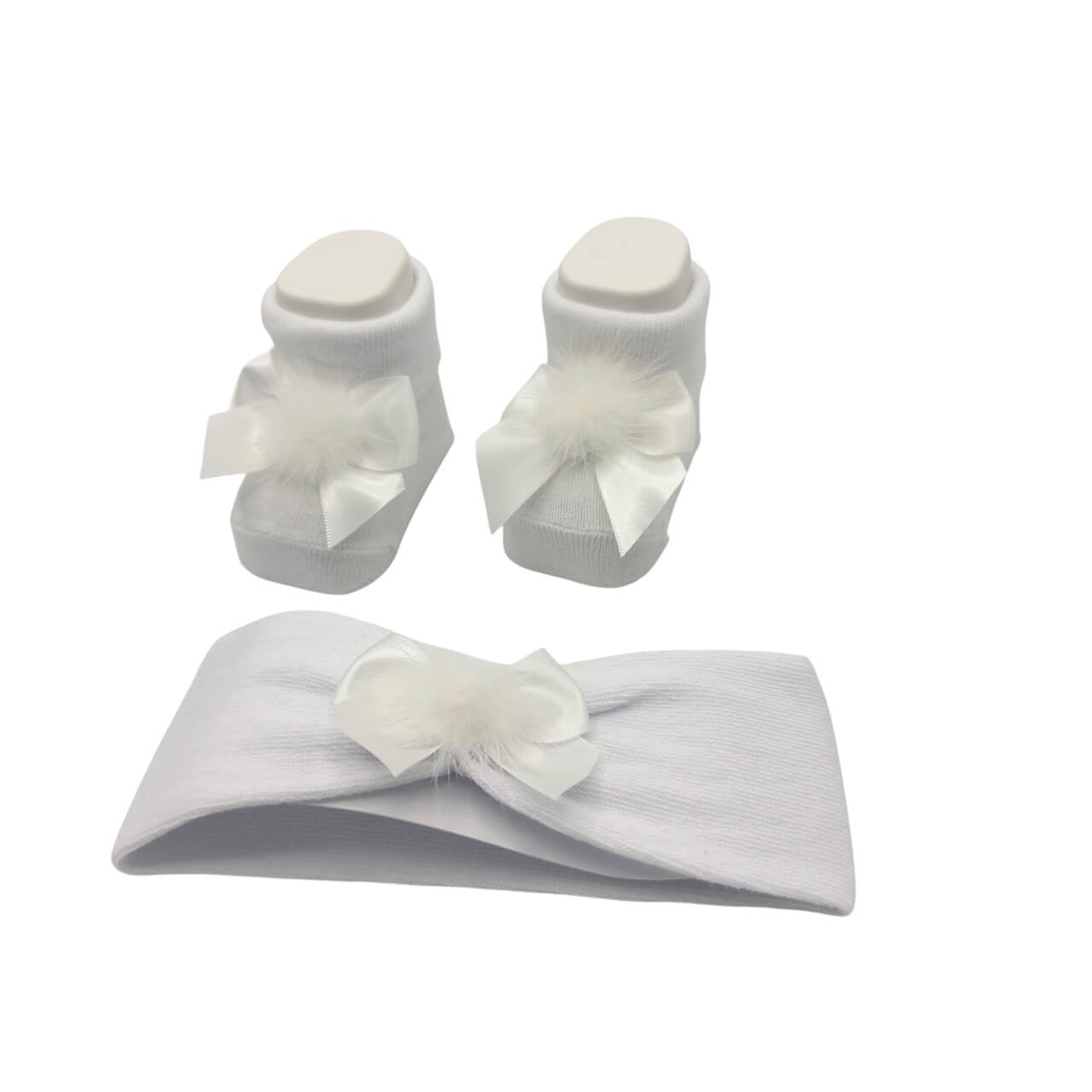 Warmes Baumwoll-Stirnband + Schuhe-Set