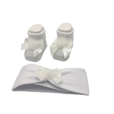Warmes Baumwoll-Stirnband + Schuhe-Set