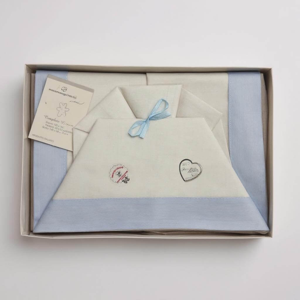 Kinderbett-Set aus 100 % Baumwolle mit Aufdruck und Stickerei