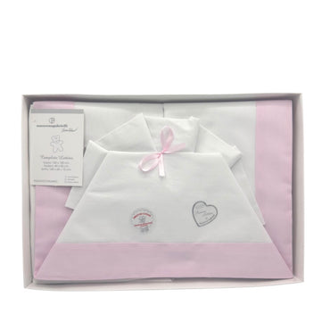 Kinderbett-Set aus 100 % Baumwolle mit Aufdruck und Stickerei
