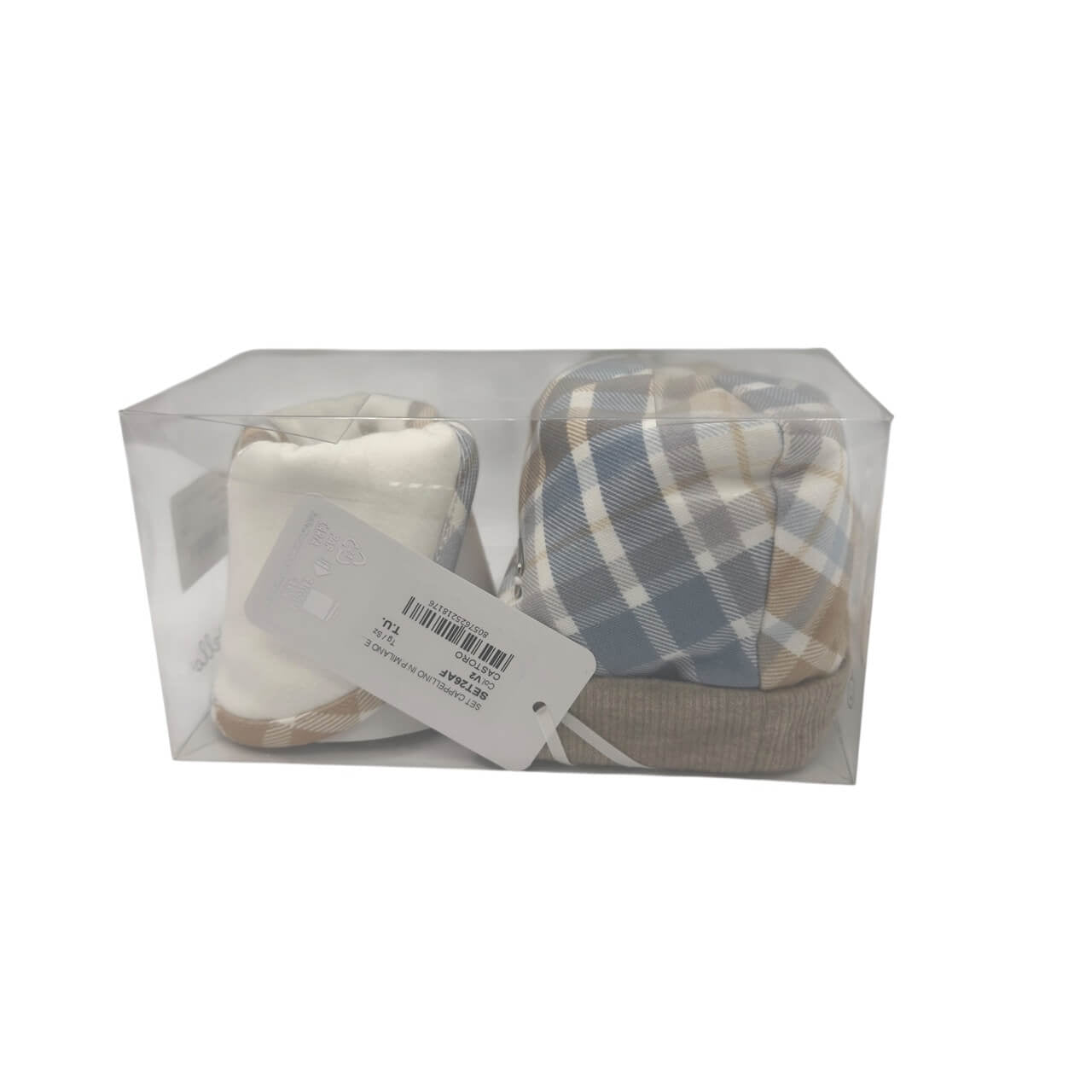 Set Cappello+Bavetta in Caldo Cotone Pastello 0/3 Mesi